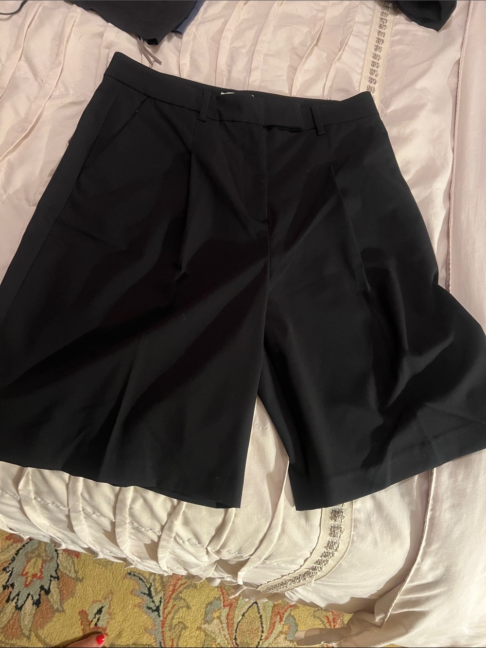 LOFT Black High-Rise Tailored Shorts